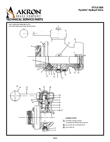 Style 1828 Hydrant Valve Parts List PDF preview