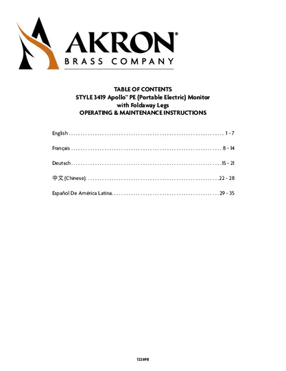 Style 3419 Apollo PE Installation and Operation Instructions PDF preview