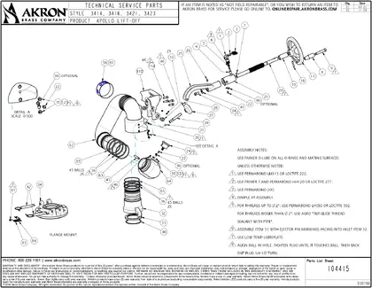 Style 3414 3416 3421 3423 Apollo Liftoff Parts List PDF preview
