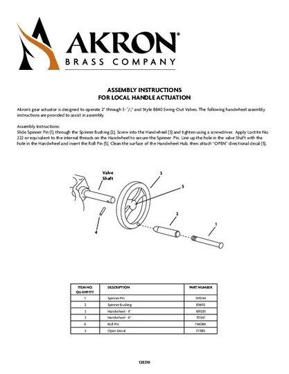 Style 7820 7825 7830 7835 Installation Operational Instructions Local Handle Actuation PDF preview