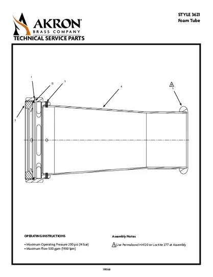 Style 3621 Parts List FireFox Foam Tube PDF preview