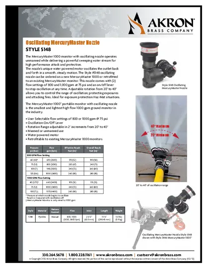 Style 5148 Oscillating MercuryMaster Nozzle PDF preview