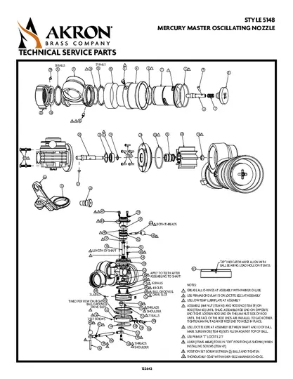 Style 5148 Parts List Oscillating Mercury nozzle PDF preview