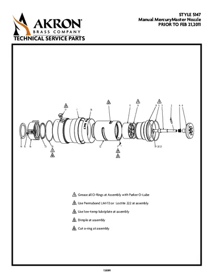 Style 5147 Parts List Manual MercuryMaster Nozzle Prior to Feb 21 2011 PDF preview