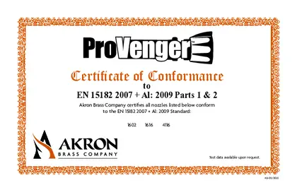 Certificate of Conformance to EN 15182 ProVenger PDF preview