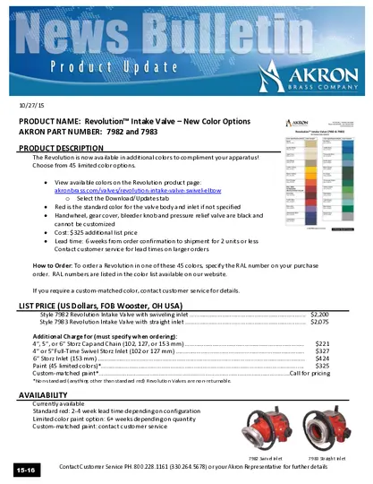 Revolution Intake Valve New Color Options PDF preview