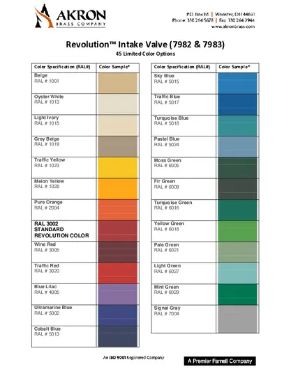 Style 7982 and 7983 Revolution Paint Color Options PDF preview