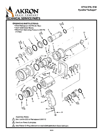 Style 1715 1720 Parts List Pyrolite TurboJet mfg before March 2000 obsolete PDF preview