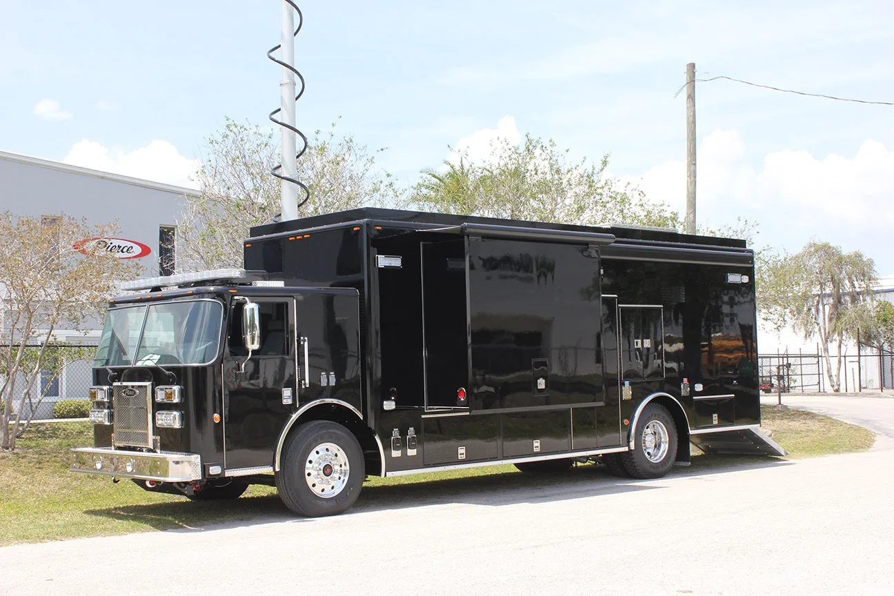 EOD Bomb unit for Dallas Fort Worth Airport parked outside near the Frontline Communications building.