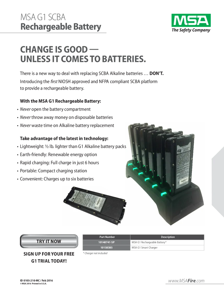 G1 rechargeable battery flyer cover