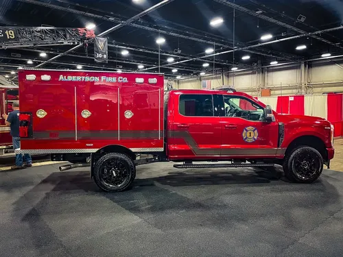 Passenger-side profile view inside apparatus bay.