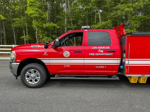 Driver-side profile of cab and front utility body.