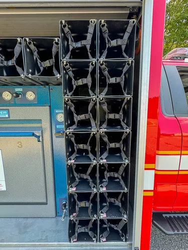 SCBA bottle rack and CFS5.5 panel close-up from side.
