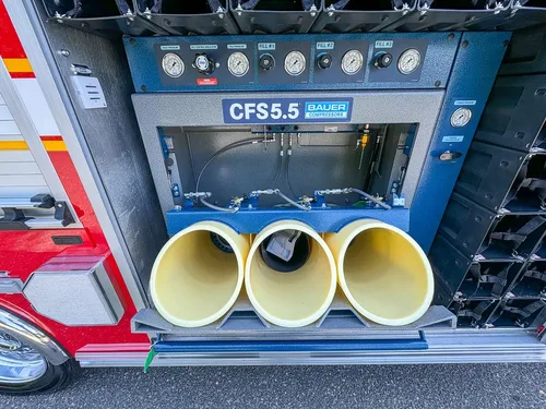 CFS5.5 panel with four yellow hose ports at lower section.