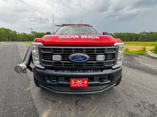 Red brush truck front-left exterior view, photo 11 of 179.