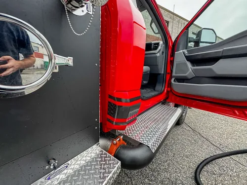 Pump panel with controls on brush truck body, photo 55 of 179.