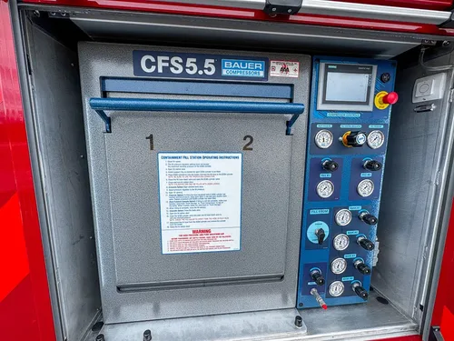 Front view of CFS5.5 fill station and control panel in rear bay.