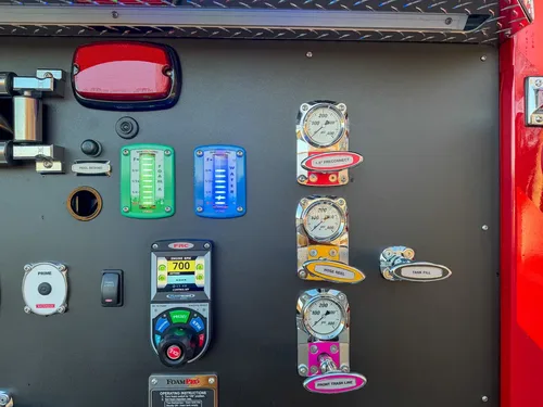 Upper right pump panel close-up with flow indicators and labeled valves.