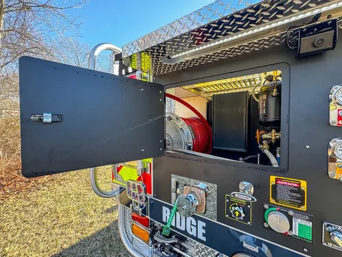 Rear pump panel with access door opened to the right.