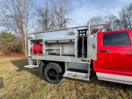 Red brush truck exterior or equipment detail, photo 17 of 97.