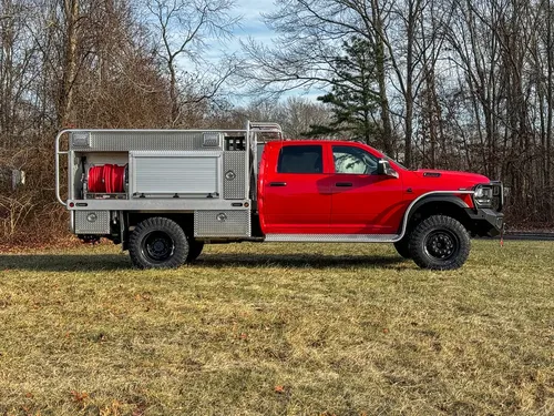 Red brush truck exterior or equipment detail, photo 3 of 97.