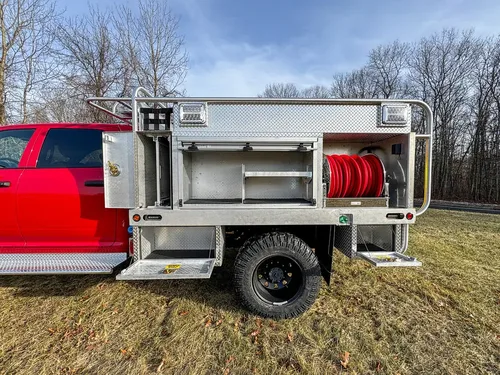 Red brush truck exterior or equipment detail, photo 36 of 97.
