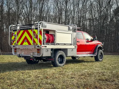 Red brush truck exterior or equipment detail, photo 4 of 97.