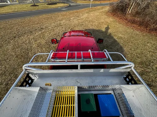Red brush truck exterior or equipment detail, photo 67 of 97.