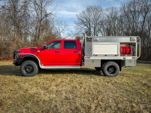 Red brush truck exterior or equipment detail, photo 7 of 97.