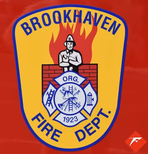 Cab door close-up showing department crest on red panel