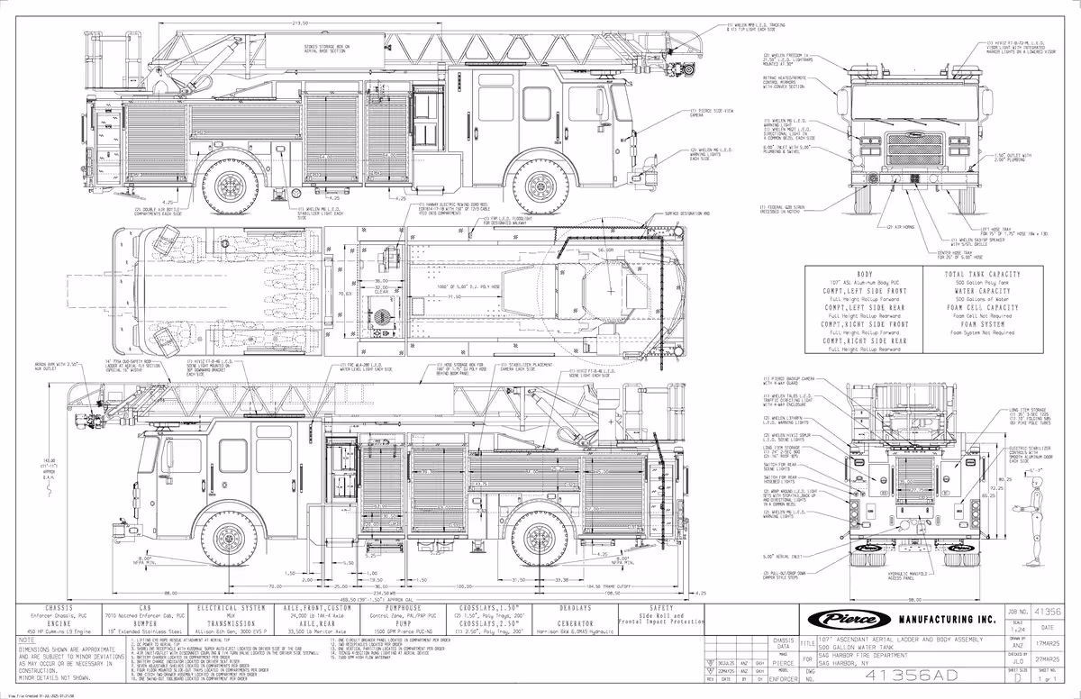 Drawing preview for Pierce Aerial Ladder