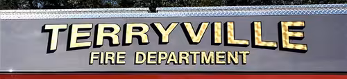 Body side lettering close-up strip on red panel