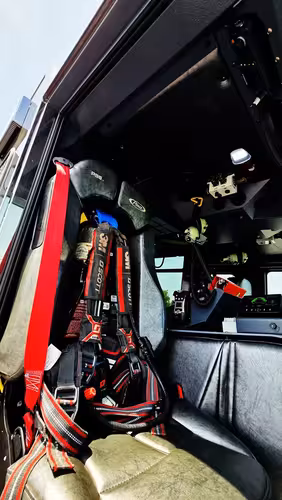 Interior rack view showing mounted ladders and storage system