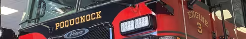 Body side lettering close-up strip on red panel