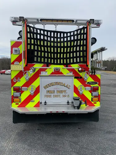 Beukendaal Pierce Enforcer pumper rear view with chevron striping