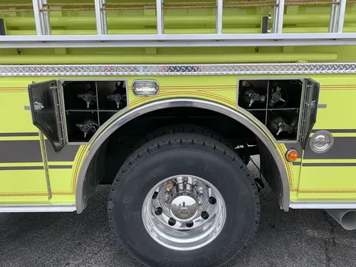 Beukendaal Pierce Enforcer pumper body compartment and rear wheel area