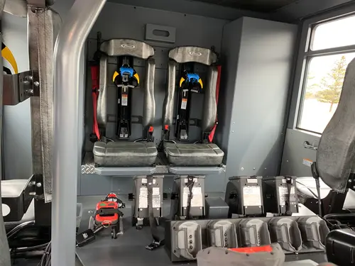 Beukendaal Pierce Enforcer pumper crew cab interior with SCBA seats
