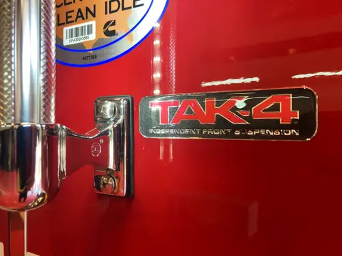 Cab-side access panel close-up with LED strip lighting and shoreline inlet cover