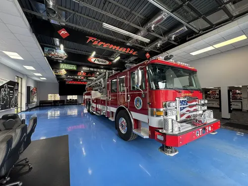 Danbury Pierce Enforcer 100-foot aerial tower officer-side view