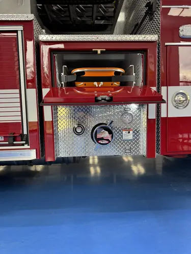 Danbury Pierce Enforcer 100-foot aerial tower front bumper tray and intake panel