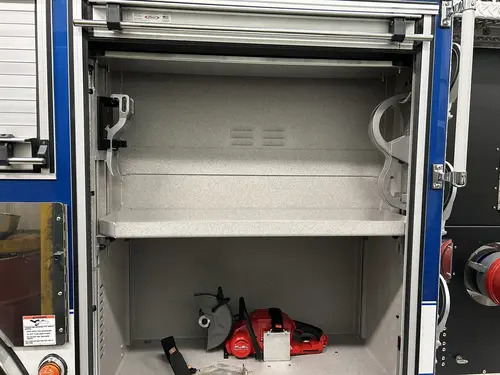 Goshen Pierce Enforcer pumper pump controls and lower panel detail