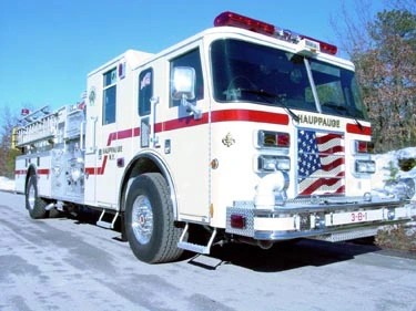 White pumper front-left exterior view showing bumper and side body