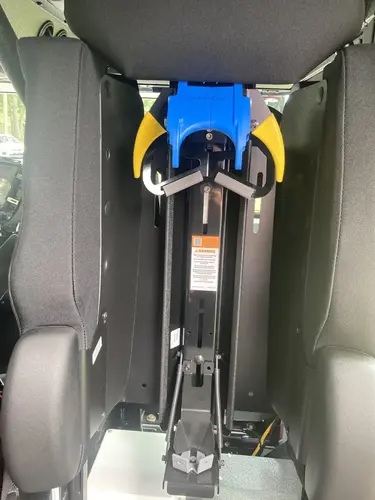 SCBA bracket and lower seat mount close-up