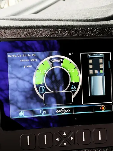Cab switch panel close-up showing warning-light and scene-light controls