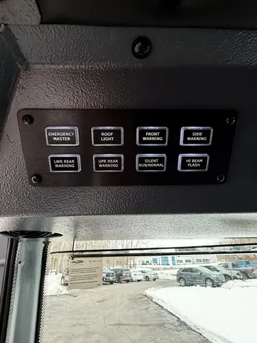 Crew cab interior view showing rear seats and center aisle