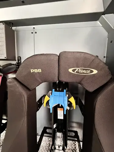 Open side compartment showing divided shelving and lower storage bay