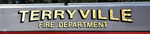 Body side lettering close-up strip on red panel
