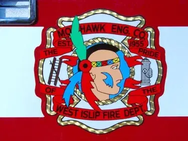 Cartoon-style crest close-up on side panel