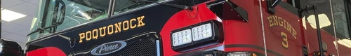 Body side lettering close-up strip on red panel